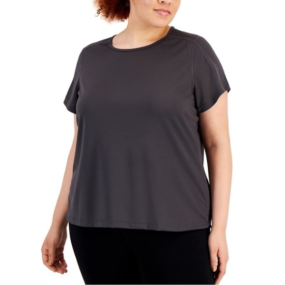 ID Ideology Women's Birdseye Mesh T-Shirt Gray Size 2X deep charcoal - Picture 1 of 4